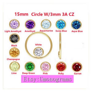 14K Yellow Gold Filled 15mm Circle w/3mm 3A CZ For Nekclace Bracelet Components Connector Wholesale DIY Jewelry Findings