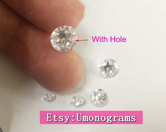 Machine Cut 3A Quality CZ Stone W/Hole 4mm 5mm 6mm 7mm 8mm Drop Charms For Nekclace Bracelet Wholesale