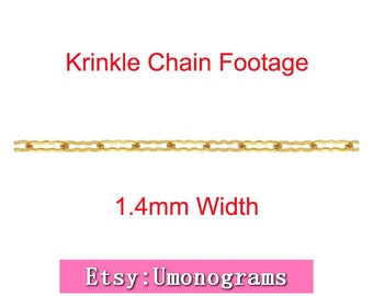 Cadena Krinkle llena de oro de 14K, metraje de 1,4mm de ancho sin terminar a pie, venta al por mayor, hallazgos de joyería DIY a granel 1/20 14kt GF