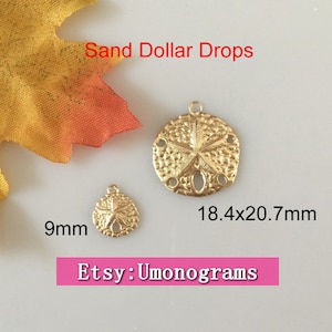 14K Gold Filled Sand Dollar Charms Nautical Beach Seashell Drop Stamping Connector Pendant Wholesale BULK DIY Jewelry Findings 1/20 14kt GF