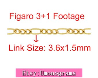 14K Yellow Gold Filled  1.5mm Figaro 3+1 Links Loose Unfinished Chain Wholesale BULK DIY Jewelry Findings 1/20 14kt GF