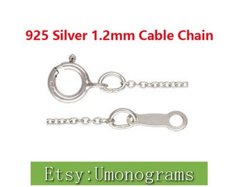 925 sterling zilver 16/18 inch 1,2 mm kabelketting afgewerkte ketting met veersluiting te voet groothandel BULK DIY sieraden vinden gemaakt in de VS