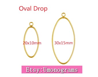 14K Yellow Gold Filled 20x10mm/30x15mm Oval Drop Wholesale Jewelry Findings 1/20 14kt GF