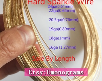 14K Yellow Gold Filled Hard Sparkle Wire 24/22/20.5/19/18/16/14ga (0.51/0.64/0.76/0.89/1/1.27/1.63mm Wholesale Jewelry Findings 1/20 14kt GF