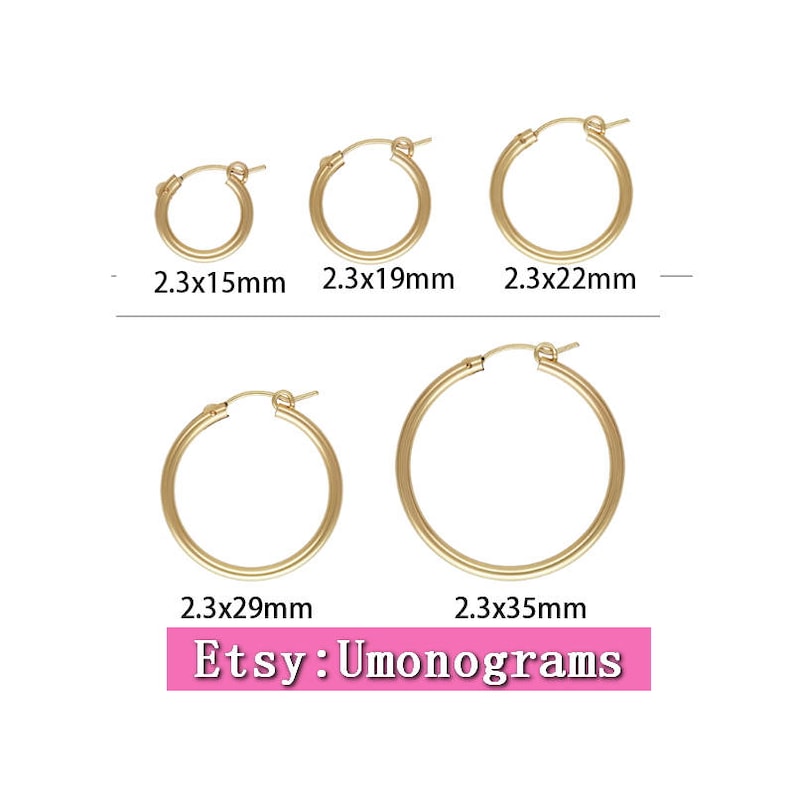 14K Yellow Gold Filled Eurowire Hoop Earring 2.3mm X - Etsy