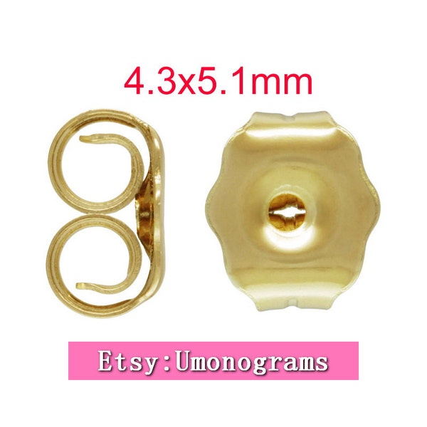 Medium Earring Back 4.3x5.1mm Ear Nuts Earring Components 14K Yellow Gold Filled Wholesale BULK DIY Jewelry Finddings 1/20 14kt GF