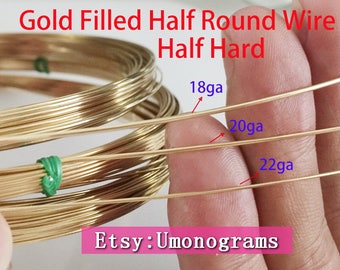 14K Yellow Gold Filled Half Round Wire Half Hard 22/20/18ga (0.64/0.81/1.02mm) Sprzedaż hurtowa BULK DIY Jewelry Findings 1/20 14kt GF