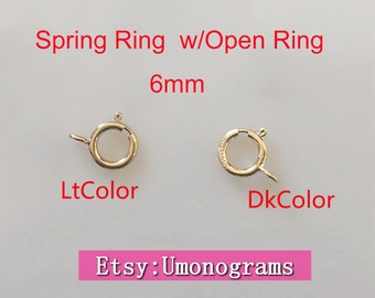 6mm Spring Rings With Open Ring Quality Strong Italy Clasps 14K Yellow Gold Filled Wholesale BULK DIY Jewelry Findings 1/20 14kt GF