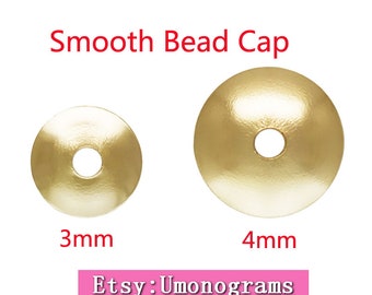 14K Yellow Gold Filled 3/4mm Smooth Bead Cap 0.76mm Hole Wholesale BULK DIY Jewelry Findings 1/20 14kt GF