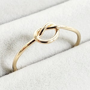 Solid Gold Knot Ring 14k Solid Yellow Gold Stackable Knot Rings Delicate 14k Knot Ring, Dainty Gold Ring, Thin Gold Knot Ring, Love Knot image 1