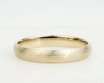 10k Solid Gold 3mm Wedding Band - Men's and Women's Wedding Ring - Low Dome, Light Brushed Satin Finish, Comfort Fit