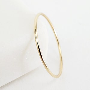 10k Solid Yellow Gold Very Thin Stacking Ring, 0.8mm Dainty Stackable Gold Ring, Delicate Everyday Gold Ring, Minimalist Wedding Ring