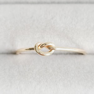 14k Solid Gold Tight Knot Ring - Yellow Gold Minimalist Love Knot Ring - Delicate, Dainty Promise Ring - Bridesmaid Gift