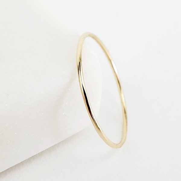 14k Solid Yellow Gold Very Thin Stacking Ring, 0.8mm Dainty Stackable Gold Ring, Delicate Everyday Gold Ring, Minimalist Wedding Ring
