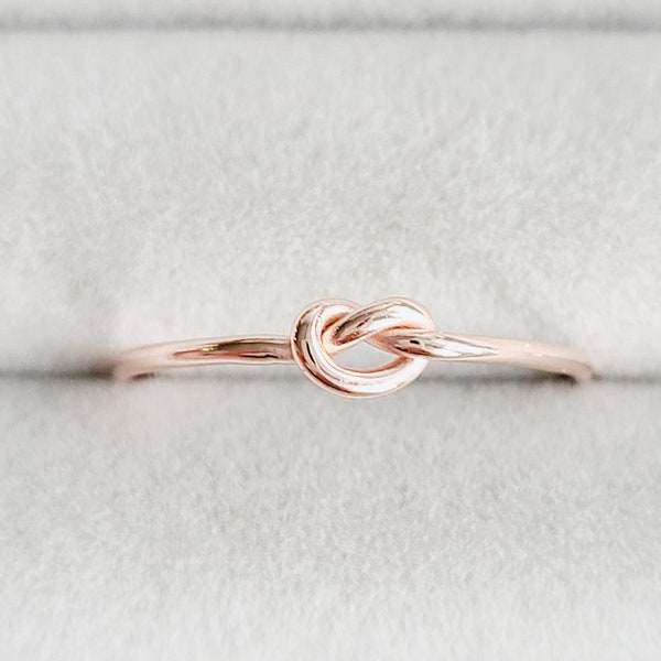 10k Solid Gold Tight Knot Ring, Rose Gold Minimalist Love Knot Ring, Delicate, Dainty Promise Ring, Bridesmaid Gift