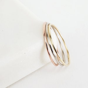 Set of 10k Solid Gold Very Thin Stacking Rings, 0.8mm Dainty Stackable Gold Ring, Delicate Everyday Gold Ring, Minimalist Wedding Ring