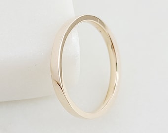 10k Solid Gold 2mm Thin Ring, Dainty Minimalist Yellow Gold Band, 2mm Flat Wedding Band, Simple Stacking Ring, Everyday Gold Ring