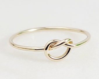 10k Solid Gold Knot Ring, Delicate 10k Yellow Gold Knot Ring, Dainty Gold Ring, Thin Gold Knot Ring, Love Knot, Bridesmaid Gift