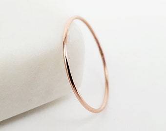 14k Solid Rose Gold Very Thin Stacking Ring, 0.8mm Dainty Stackable Gold Ring, Delicate Everyday Gold Ring, Minimalist Wedding Ring