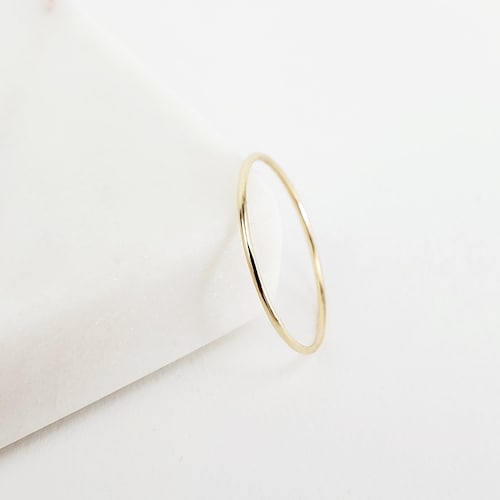 Solid 14k Gold Thin Stacking Cuff Ring 14k Solid Yellow Gold - Etsy