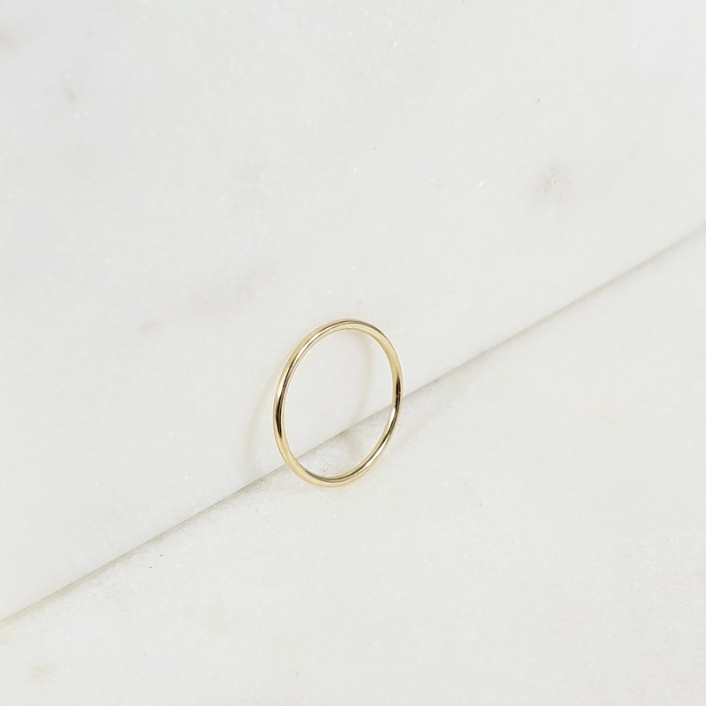 Solid 10k Gold Thin Midi Stacking Ring Dainty 10k Rose Gold Minimalist Stackable Rings Delicate Ring Smooth Polish /& Shiny Finish
