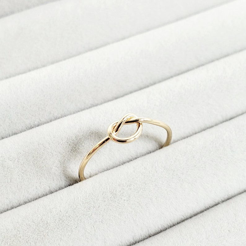 Solid Gold Knot Ring 14k Solid Yellow Gold Stackable Knot Rings Delicate 14k Knot Ring, Dainty Gold Ring, Thin Gold Knot Ring, Love Knot image 1