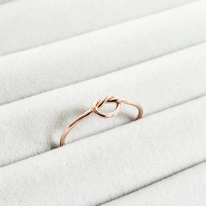 Solid Gold Knot Ring 14k Solid Yellow Gold Stackable Knot Rings Delicate 14k Knot Ring, Dainty Gold Ring, Thin Gold Knot Ring, Love Knot image 3