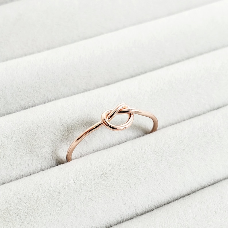 Solid Gold Knot Ring 14k Solid Yellow Gold Stackable Knot Rings Delicate 14k Knot Ring, Dainty Gold Ring, Thin Gold Knot Ring, Love Knot image 3