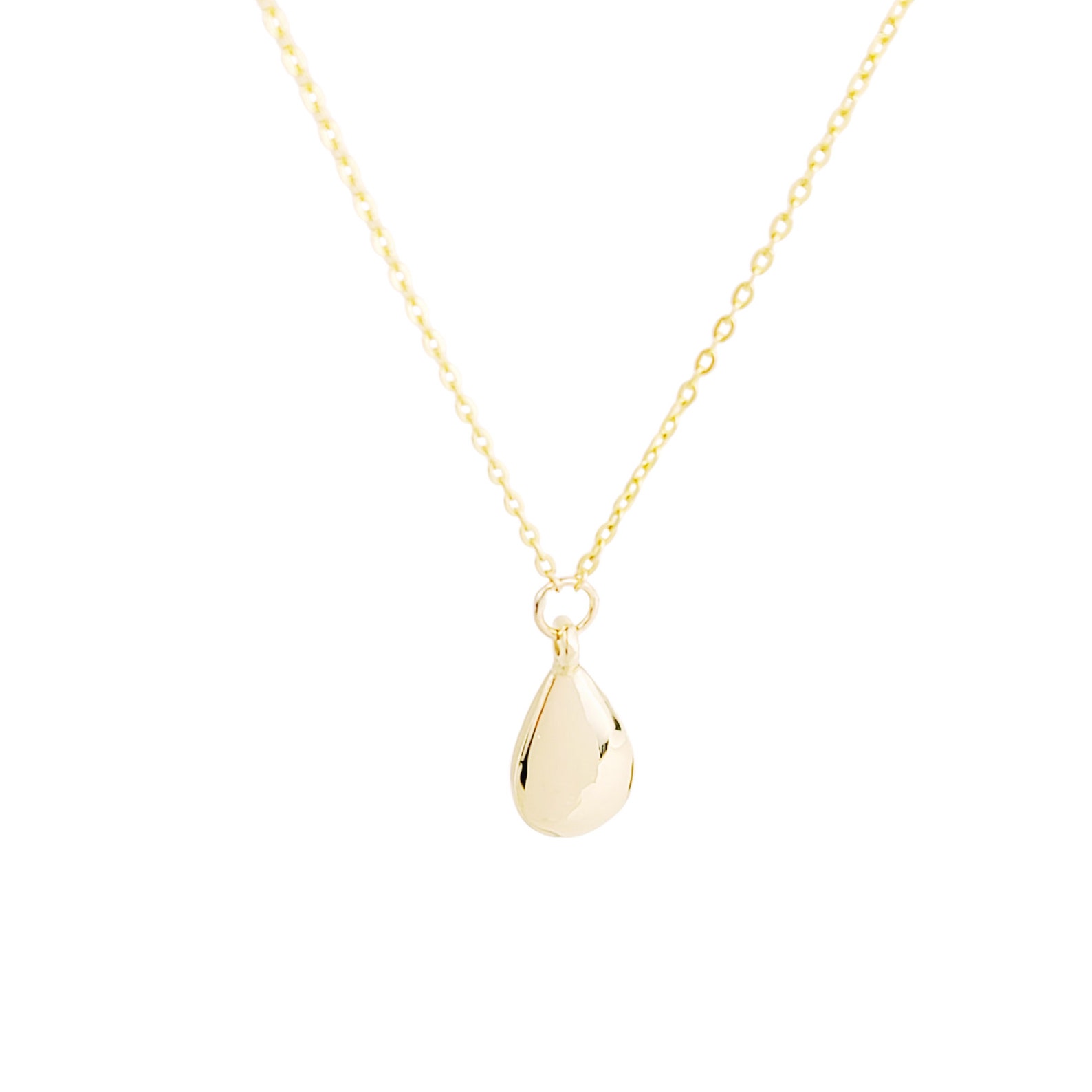 10k Solid Gold Teardrop Necklace Delicate Dainty Drop Etsy