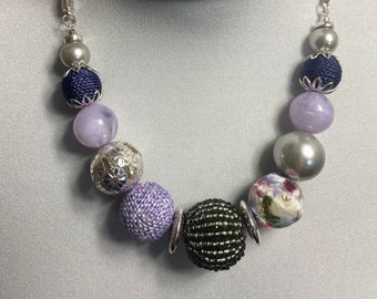 Vintage Necklace Costume Jewellery Choker Ornate Jewelry Beads and Gems Wedding