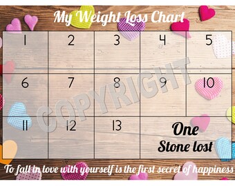 weight loss chart tracker 3 stone comes with star etsy