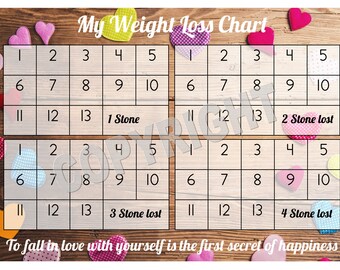 weight loss chart tracker 6 stone comes with star etsy