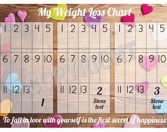 weight loss chart tracker 10 stone comes with star etsy