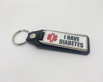 Silver Plated Keyring - Key Ring - Key Chain - I have Diabetes key fob - Awareness