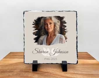 Personalised Slate Tile - Custom Rock Slate Tile - Picture Gift - Natural Slate Sedimentary Stone - Memorial Design - In Memory - Loved One