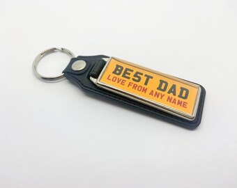 Personailsed Silver Plated Keyring - Key Ring - Key Chain -  BEST DAD - Add details to back - Double Sided