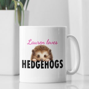 Personalised Hedgehog Mug - Hedgehog Gift For Hedgehog Lovers - Name Mug - Hedgehog Gifts - Birthday - Animal Lover - Coffee Mug