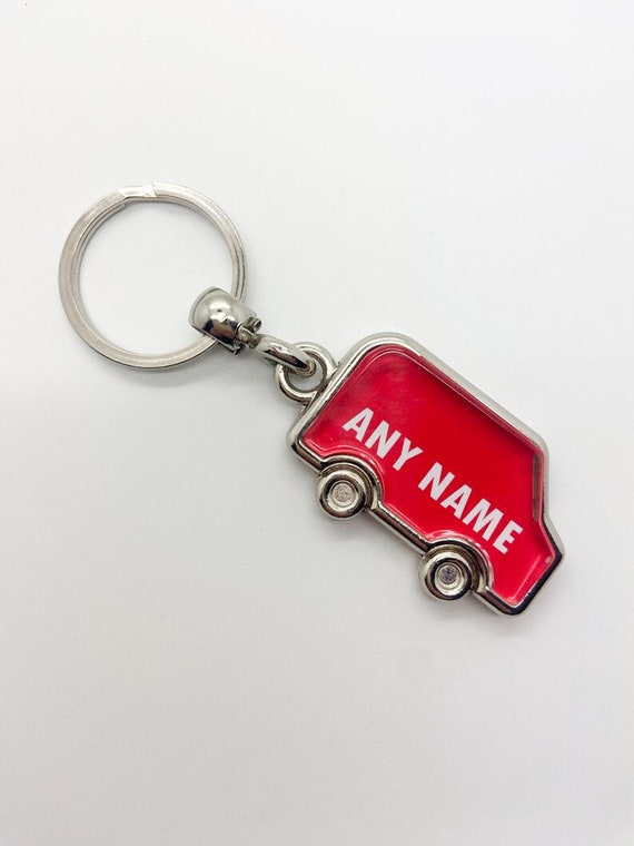 Silver Plated Keyring Car Shaped Keyring Any Text Name Car  Registration Number Fun Gift Van Driver Transport Red Van Man - Main Image