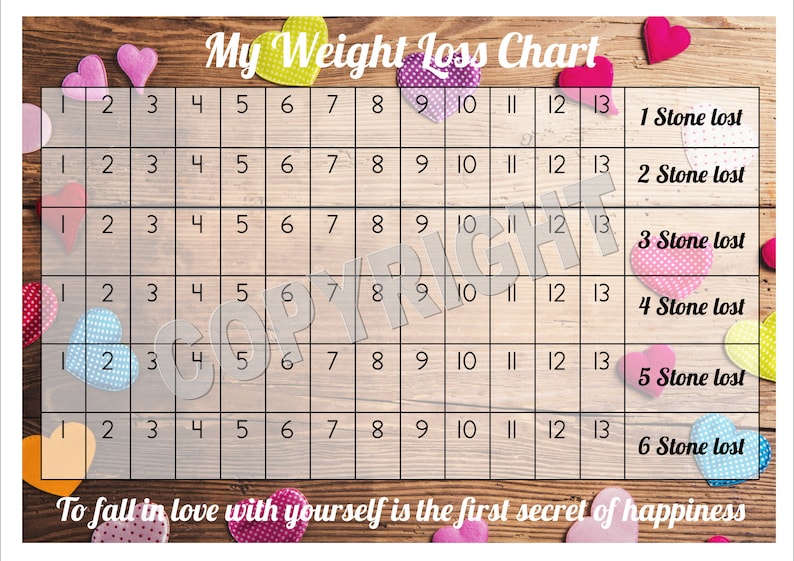 Weight Loss Chart / Tracker 6 Stone Comes With Star - Etsy UK