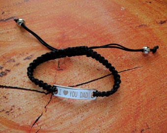 Engraved Rope ID Bracelet - Date bracelet - ID bracelet - Velvet Gift Bag - I love you Dad / Sister / Mum / Grandad / Aunty