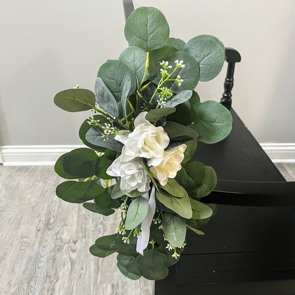 Wedding Pew Decor, Pew Marker, Floral Aisle Swag, Alter Decoration, Gardenia Swag, White Floral Wedding Decoration, Wedding Aisle Decor