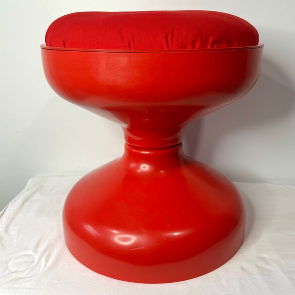 Vintage 1960s Mid Century Modern Space Age Kartell Rochetto Stool Red Plastic