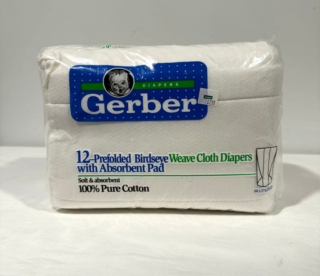 VTG Gerber Birdseye Weave Cloth Diapers W/ Pad 12 Prefolded Etsy
