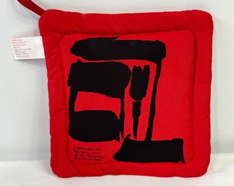 Taylor &NG Horno Mitt Rojo Negro Pot Holder Cocina 1984 Vintage Abstracto