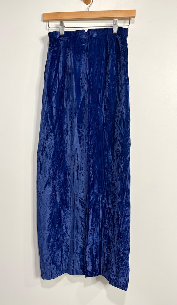 Vintage Crushed Velvet Skirt Royal Blue Cotton 25”