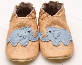 Elephant Baby Shoes, Black Leather Baby Shoes, Soft Sole Toddler/Infant/Newborn Shoes, Baby Moccasins/Booties, Crib Shoes, Boys, Girls, Gift