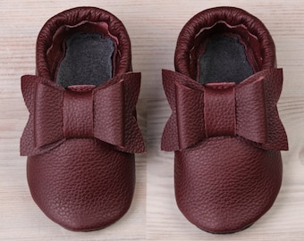 Burgundy baby shoes | Etsy