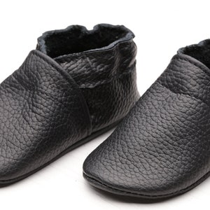 Black Baby Shoes, Leather Baby Shoes Shower Gift, Toddler Shoes, Soft Sole Baby Shoes, Leather Crib Shoes, Boys&#39; Shoes, Girls&#39; Shoes, Evtodi