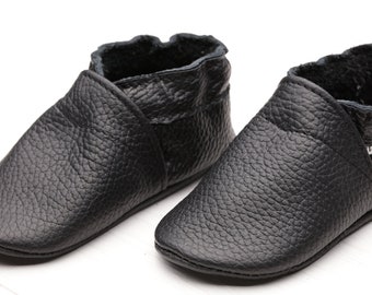 Black Baby Shoes, Leather Baby Shoes Shower Gift, Toddler Shoes, Soft Sole Baby Shoes, Leather Crib Shoes, Boys&#39; Shoes, Girls&#39; Shoes, Evtodi
