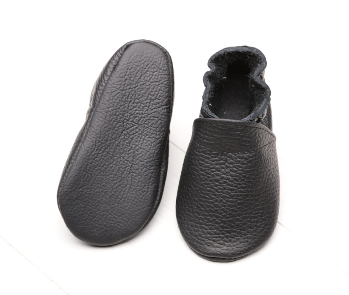 Black Baby Shoes Leather Baby Shoes Shower Gift Toddler Etsy